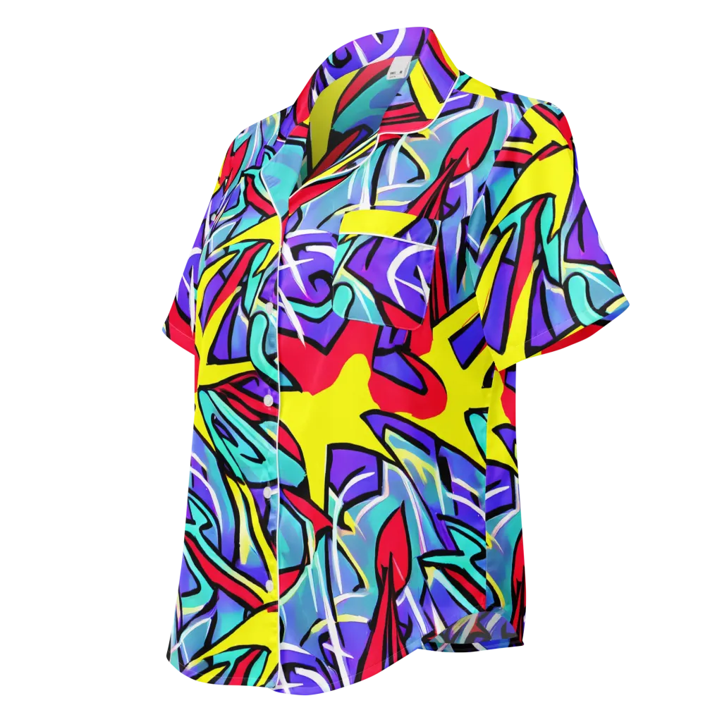 Neon Turbulence on Women's Short Sleeve Pajama Top — Left Front