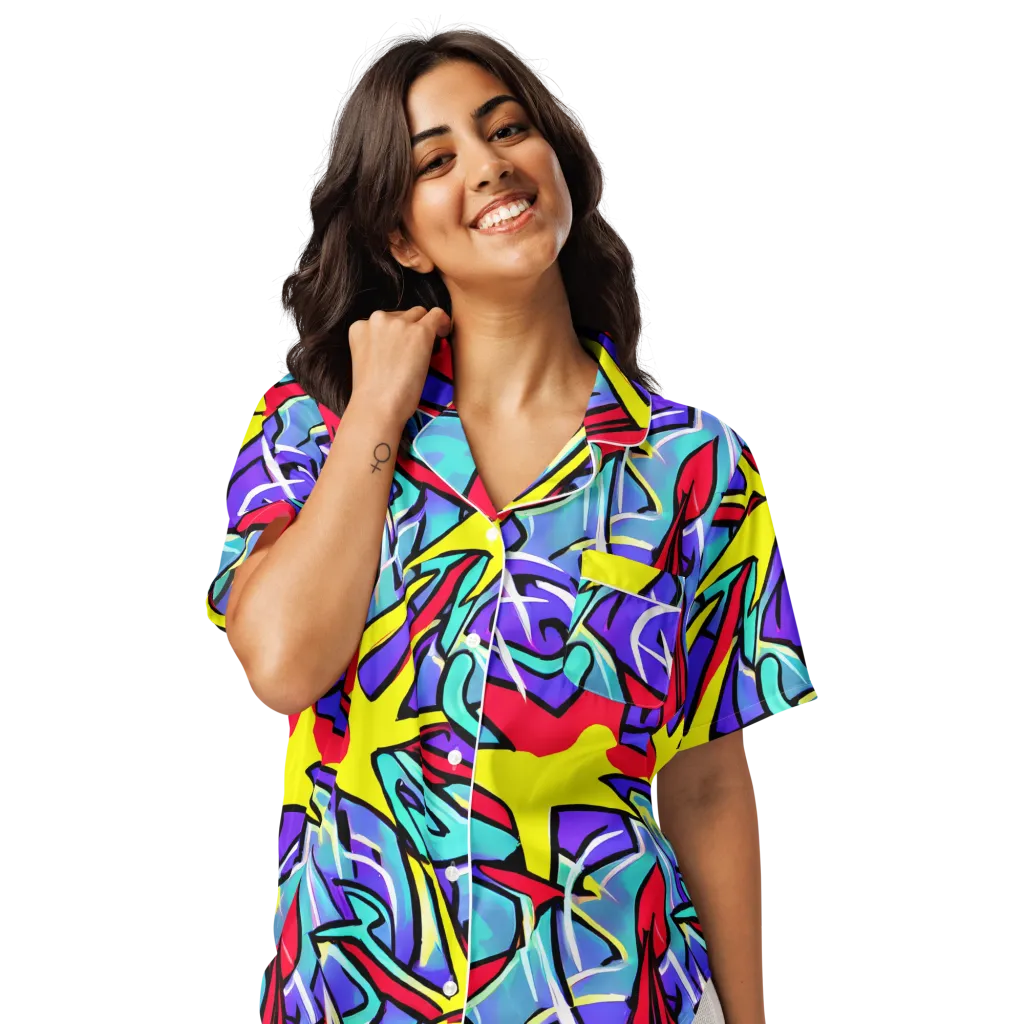Neon Turbulence on Women's Short Sleeve Pajama Top — Front