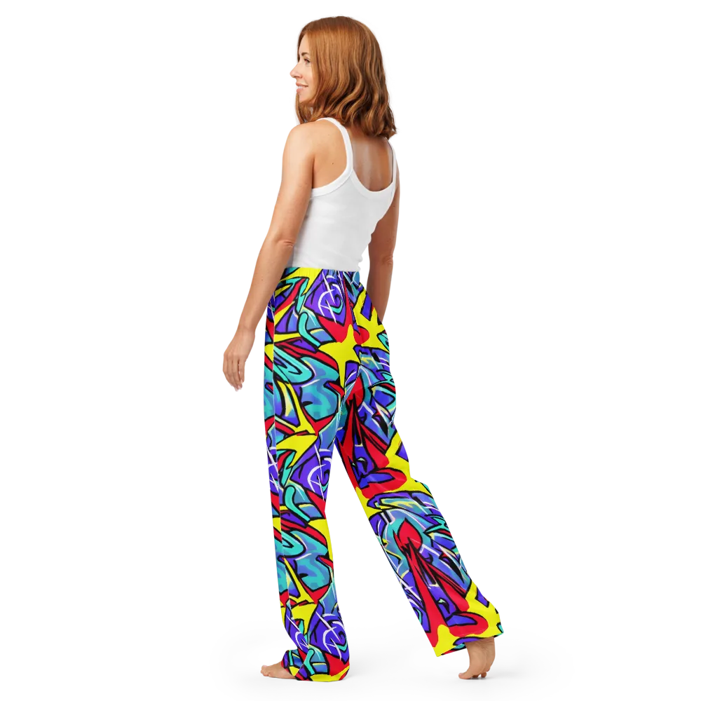 Neon Turbulence on Women's Pajama Pants — Back