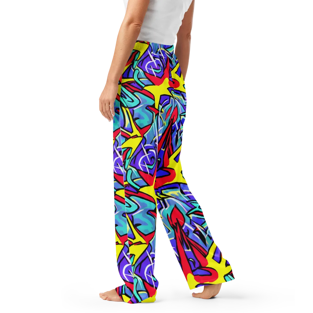 Neon Turbulence on Women's Pajama Pants — Left