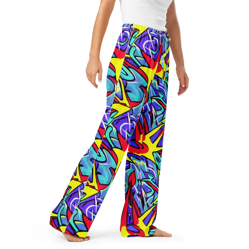 Neon Turbulence on Women's Pajama Pants — Right Front