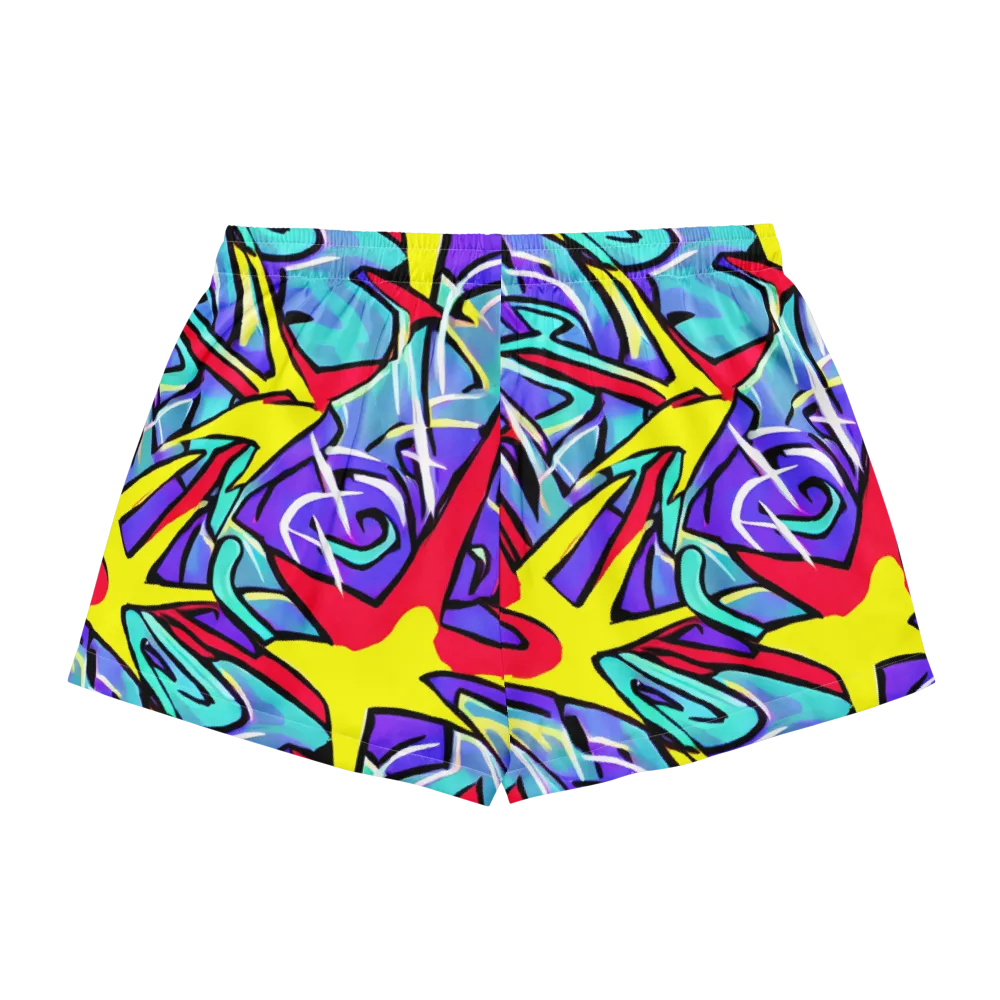 Neon Turbulence on Women's Pajama Shorts — Back