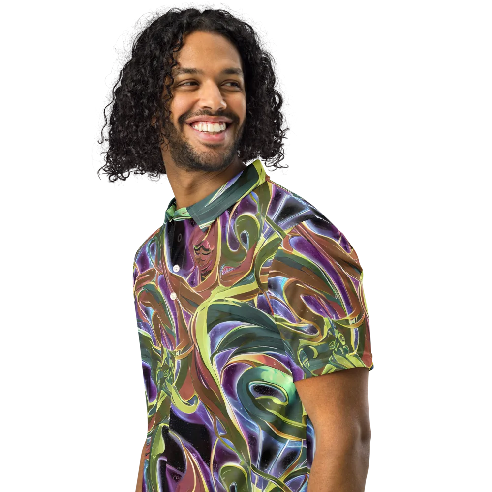 Electric Guava on Men's Slim Fit Polo Shirt — Left Front