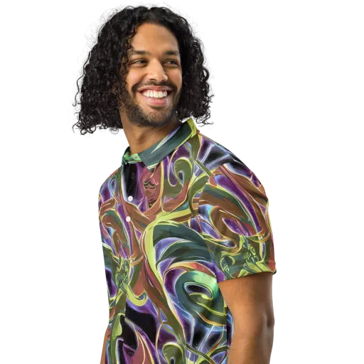 Electric Guava on a Men's Slim Fit Polo Shirt