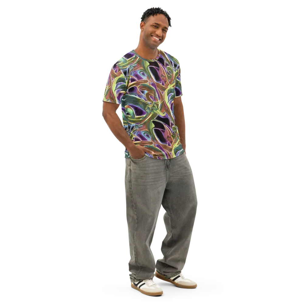Electric Guava on Men's Cotton Crew Neck T-Shirt — Right Front