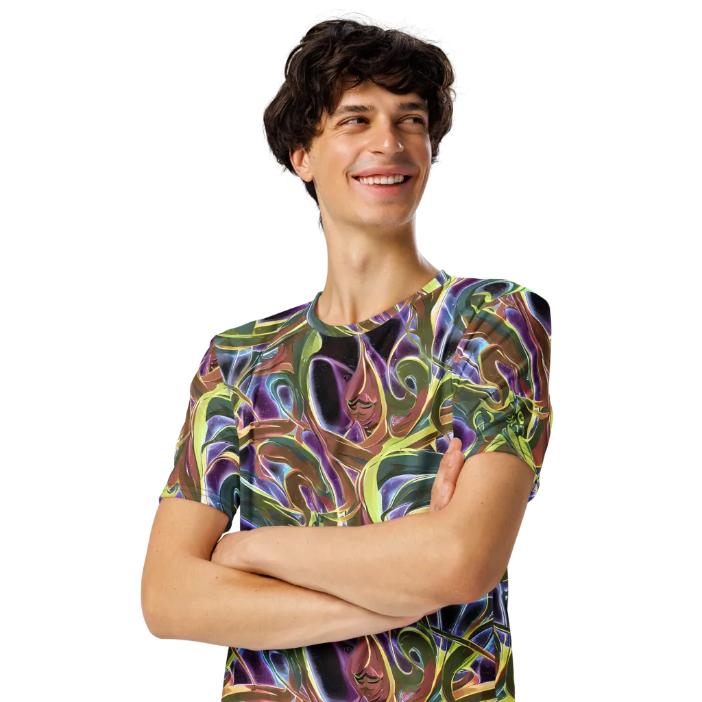 Electric Guava on Men's Crew Neck T-Shirt — Left Front