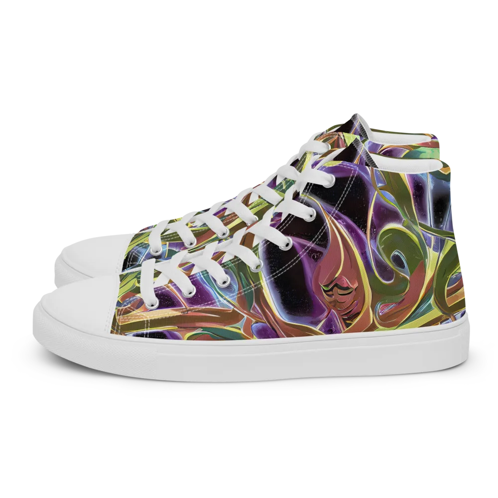 Electric Guava on Men's High Top Canvas Shoes — Left