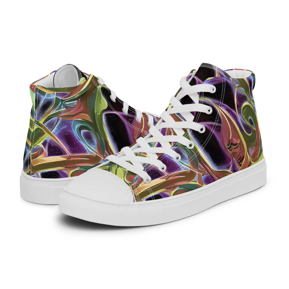 Electric Guava on Men's High Top Canvas Shoes — Left