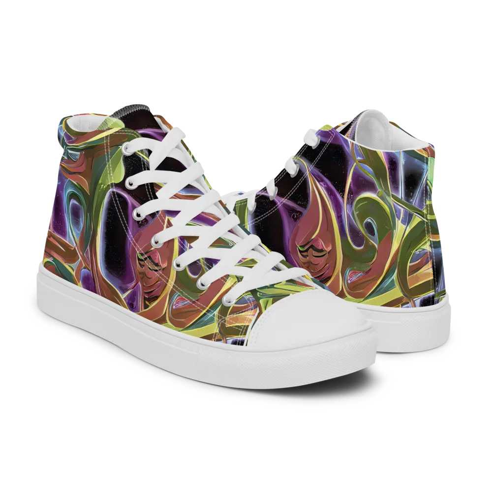 Electric Guava on Men's High Top Canvas Shoes — Right
