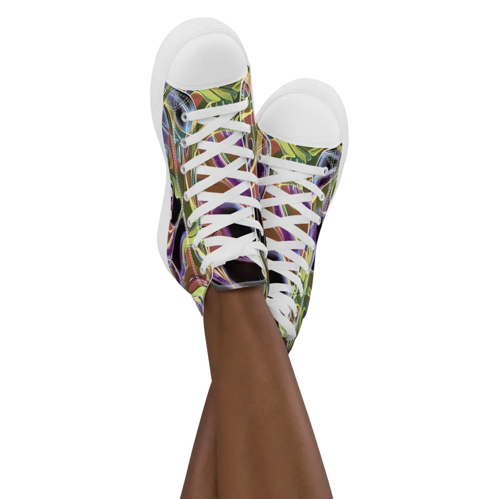 Electric Guava on Women's High Top Canvas Shoes — Front