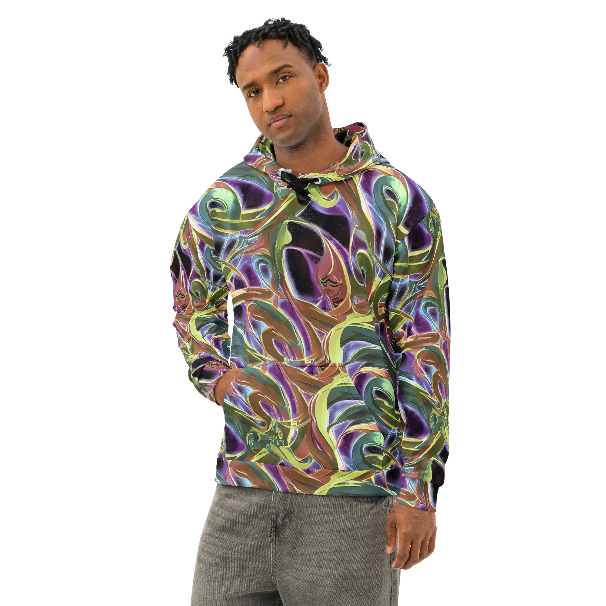 Electric Guava on Cotton Hoodie — Left Front