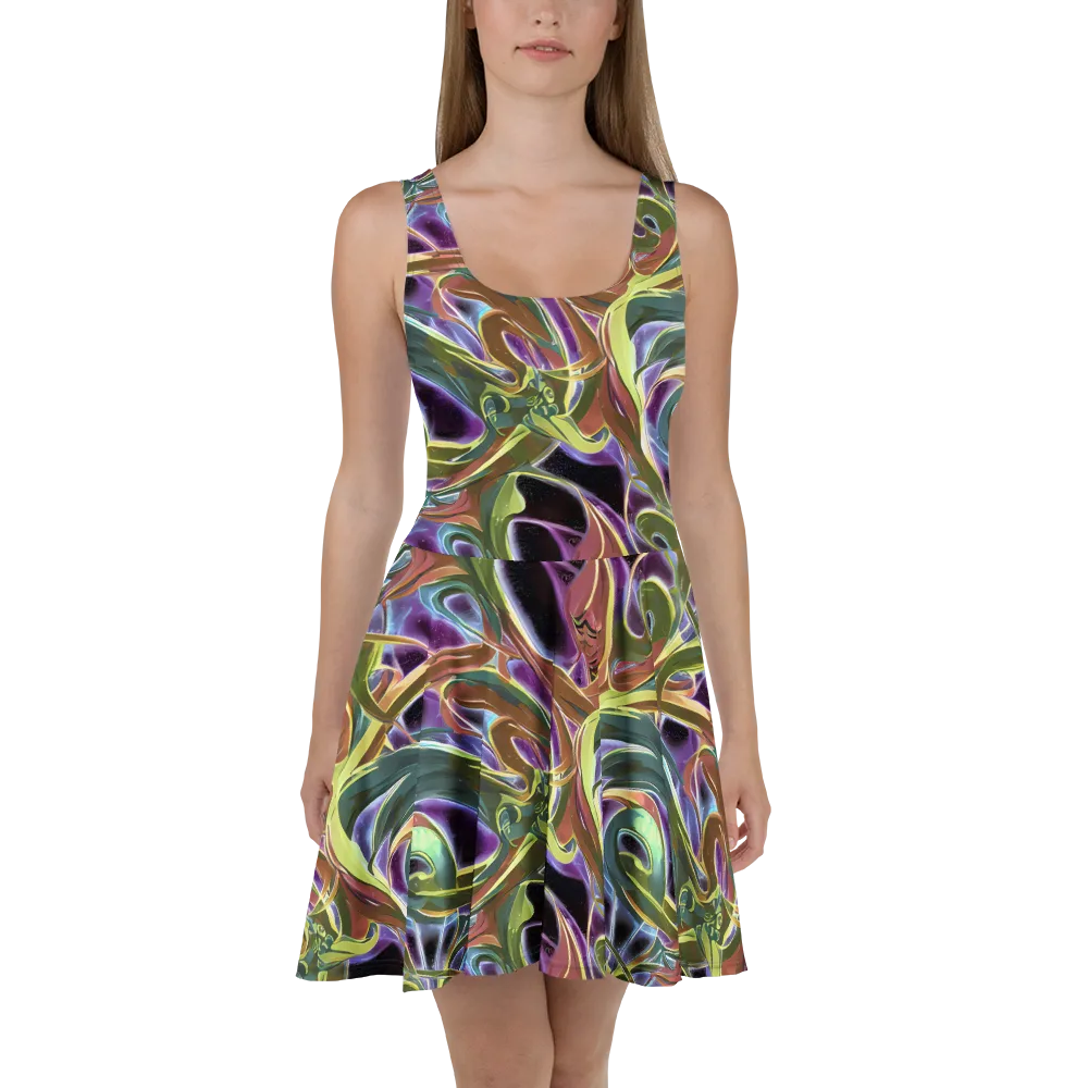 Electric Guava on Skater Dress — Front