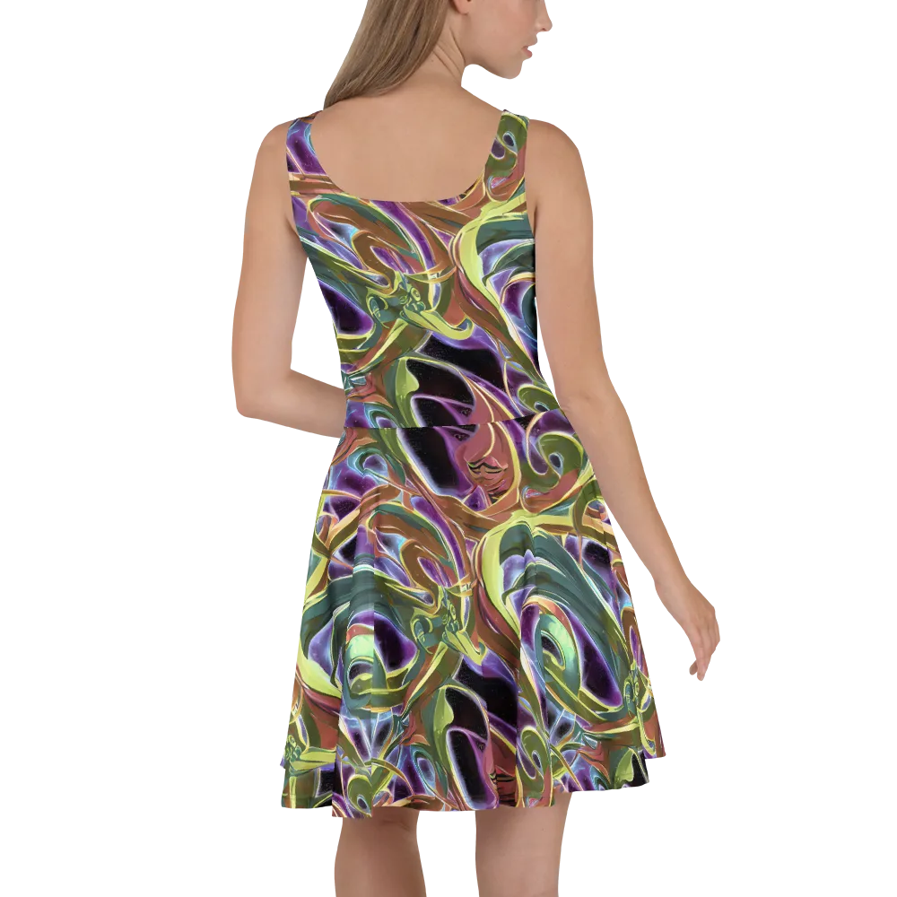 Electric Guava on Skater Dress — Back