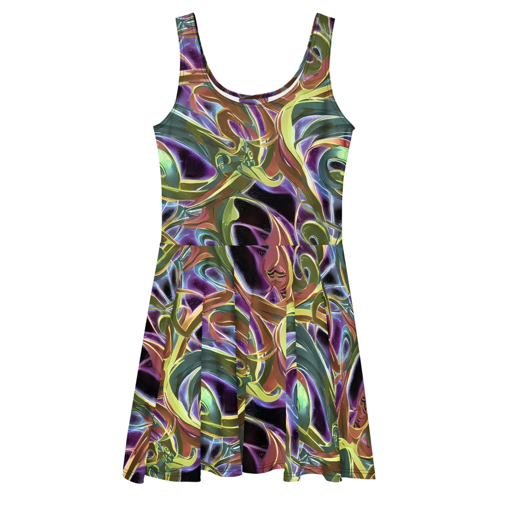 Electric Guava on Skater Dress — Front