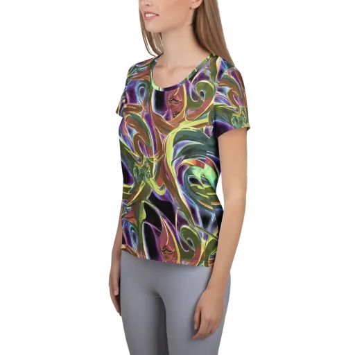 Electric Guava on a Women's Athletic T-Shirt