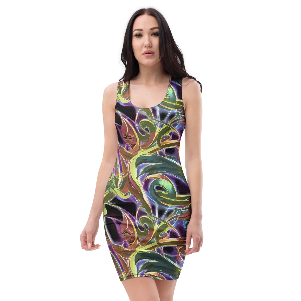 Electric Guava on Bodycon Dress — Front