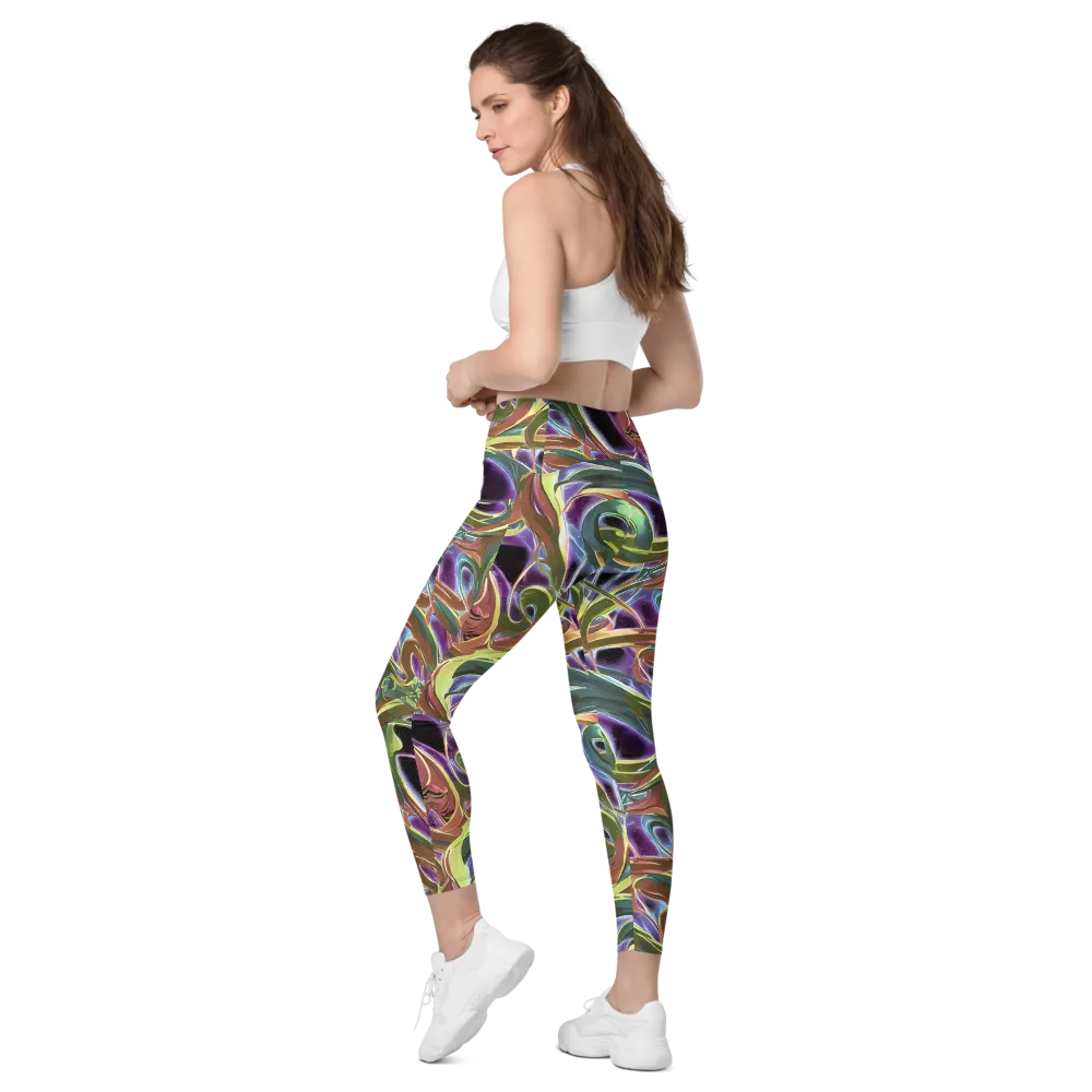 Electric Guava on Leggings with Pockets — Left Back