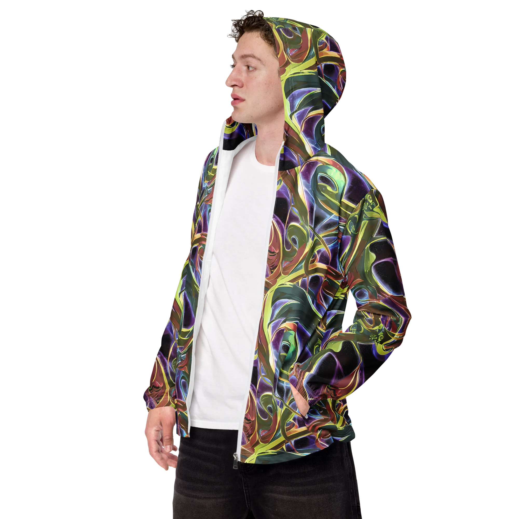 Electric Guava on Men's Windbreaker — Left Front