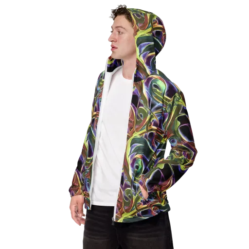 Electric Guava on a Men's Windbreaker