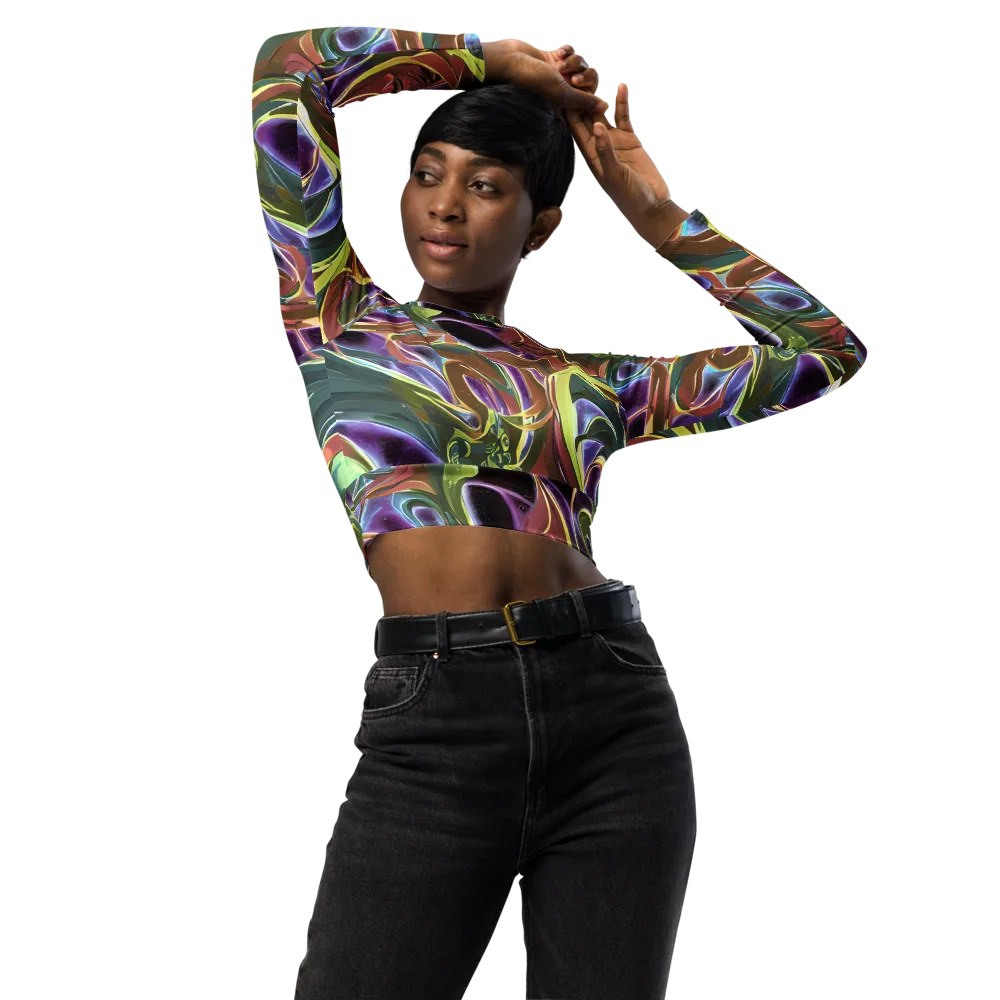 Electric Guava on Long Sleeve Crop Top — Front