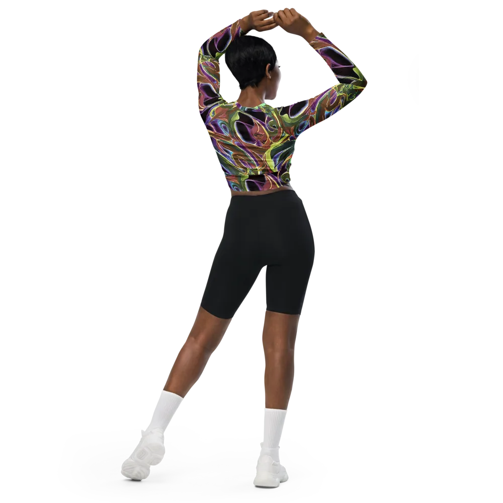Electric Guava on Long Sleeve Crop Top — Back