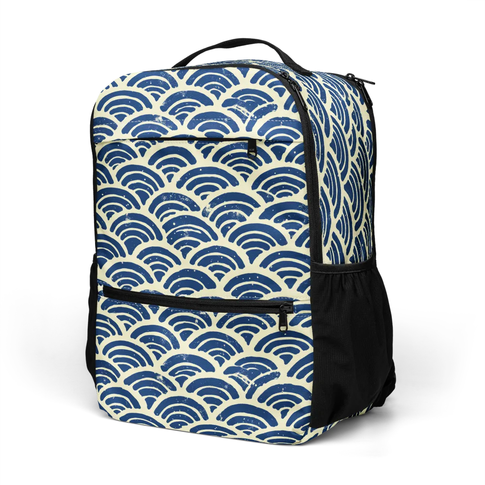Navy Wave Field on Utility Backpack — Left Front
