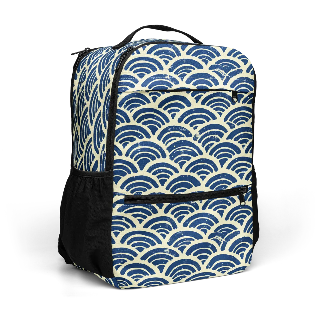 Navy Wave Field on Utility Backpack — Right Front