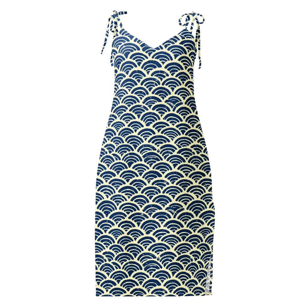 Navy Wave Field on Slip Dress — Front