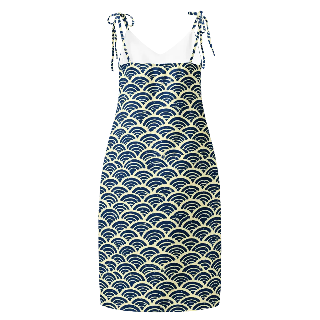 Navy Wave Field on Slip Dress — Back