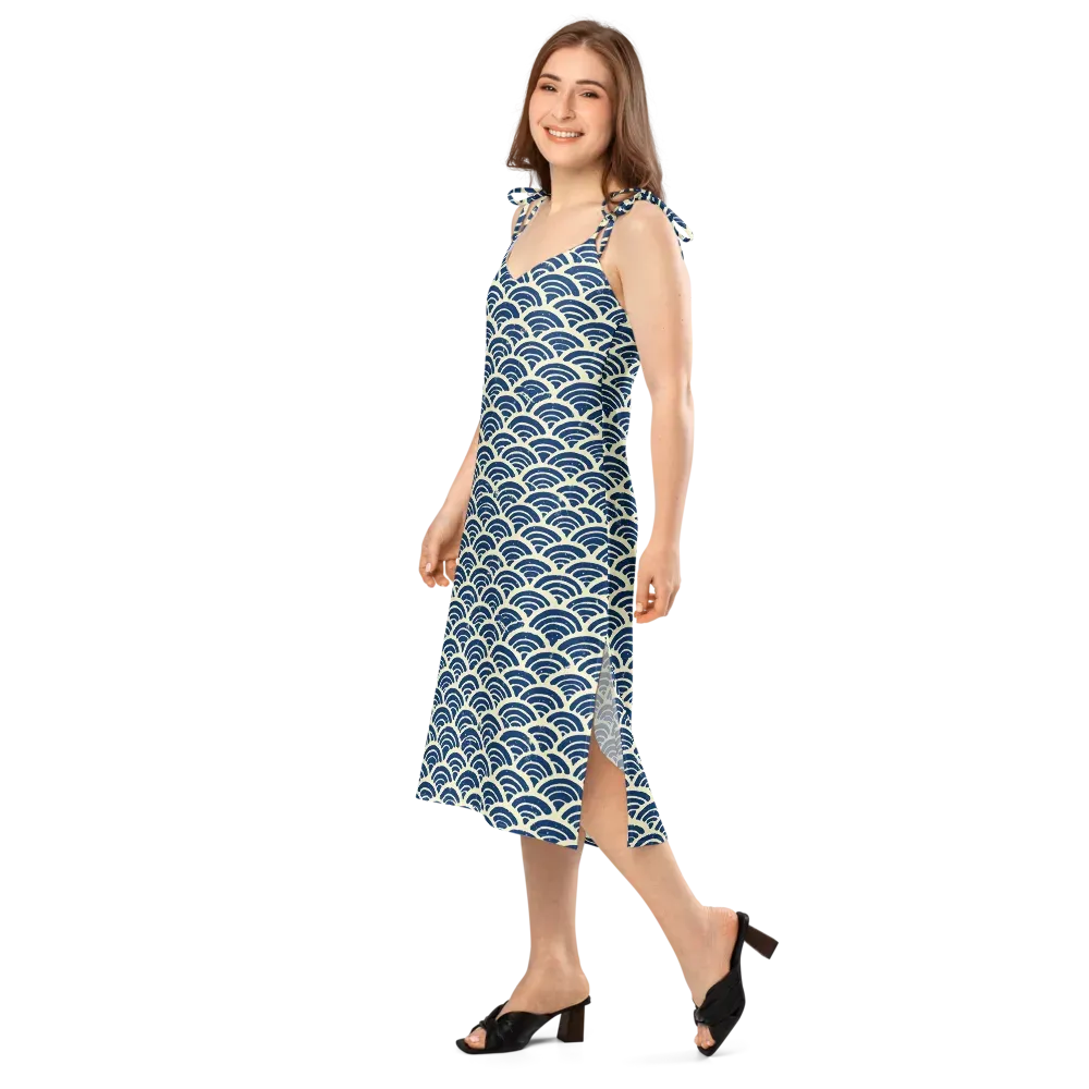 Navy Wave Field on Slip Dress — Left Front
