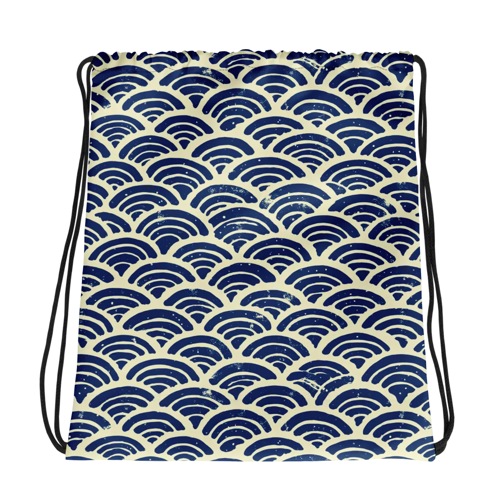 Navy Wave Field on Drawstring Bag — Photo