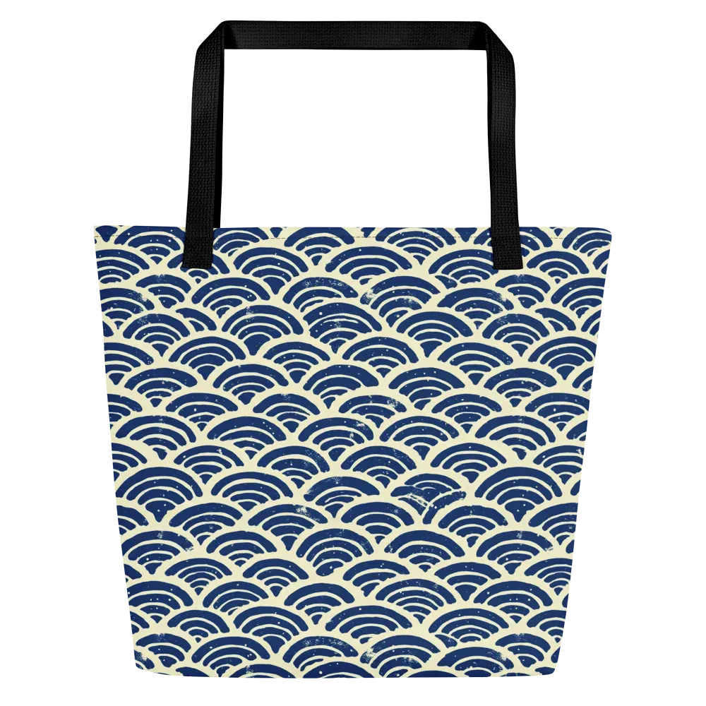 Navy Wave Field on Large Tote Bag W/ Pocket — Front