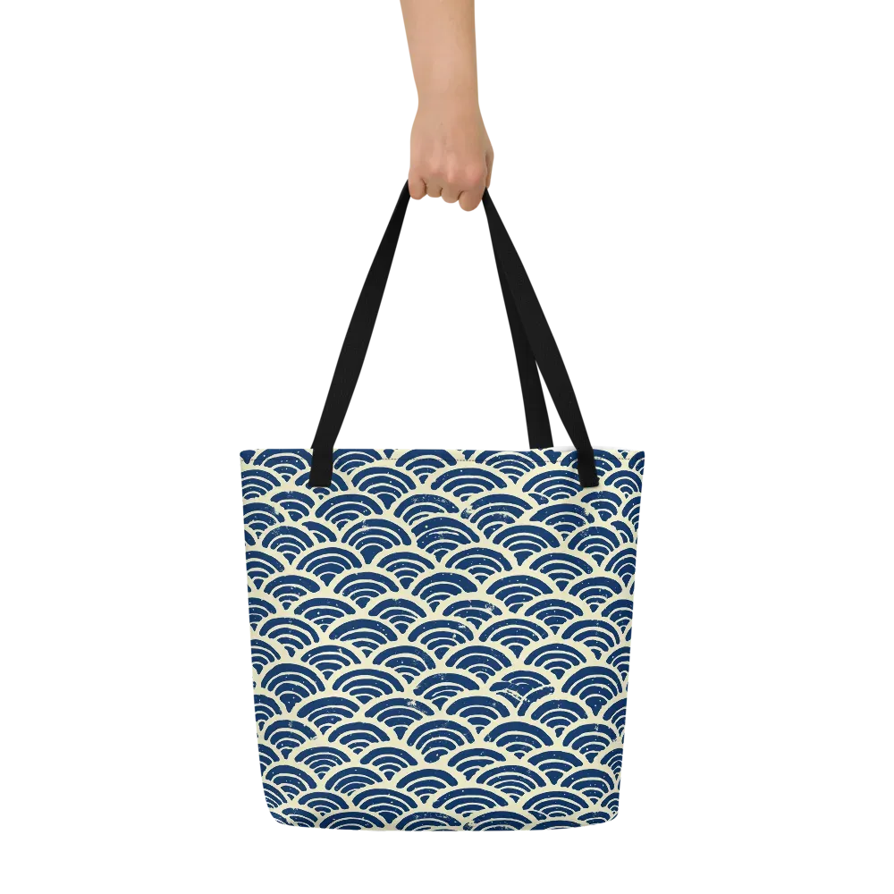 Navy Wave Field on Large Tote Bag W/ Pocket — Front