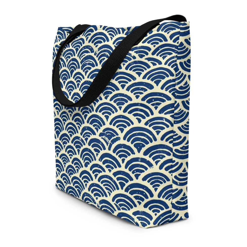 Navy Wave Field on Large Tote Bag W/ Pocket — Front