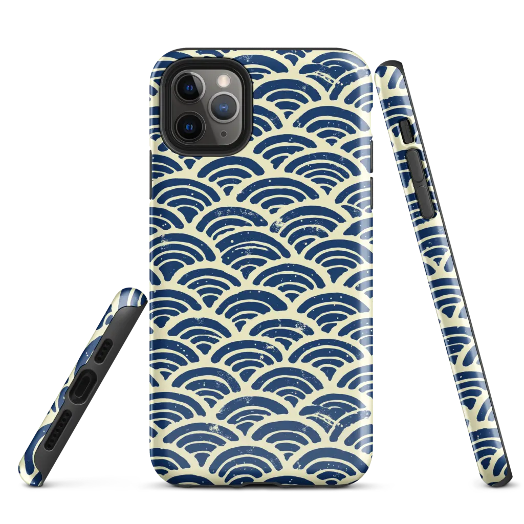 Navy Wave Field on Tough Case for iPhone® — Front
