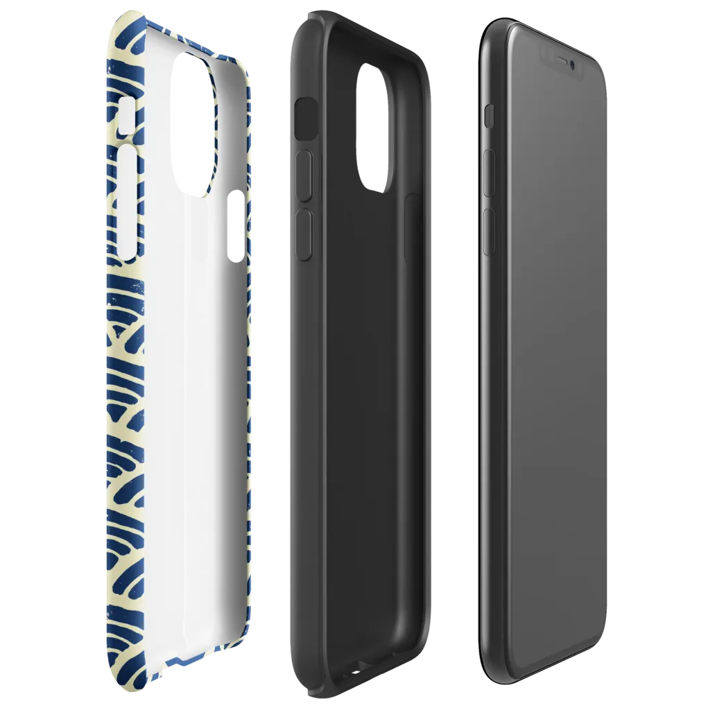 Navy Wave Field on Tough Case for iPhone® — Right