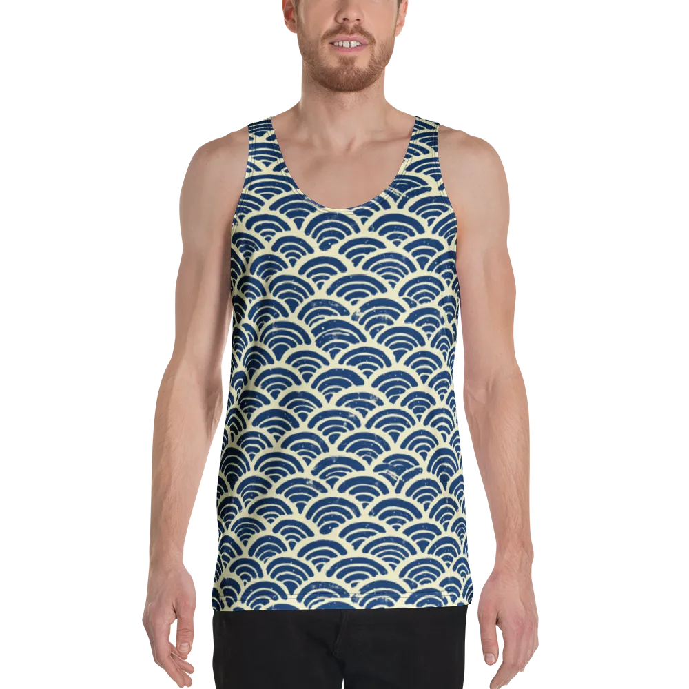 Navy Wave Field on Men's Tank Top — Front