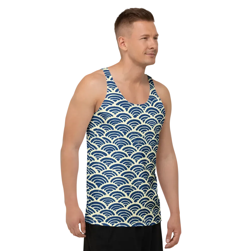 Navy Wave Field on Men's Tank Top — Right Front