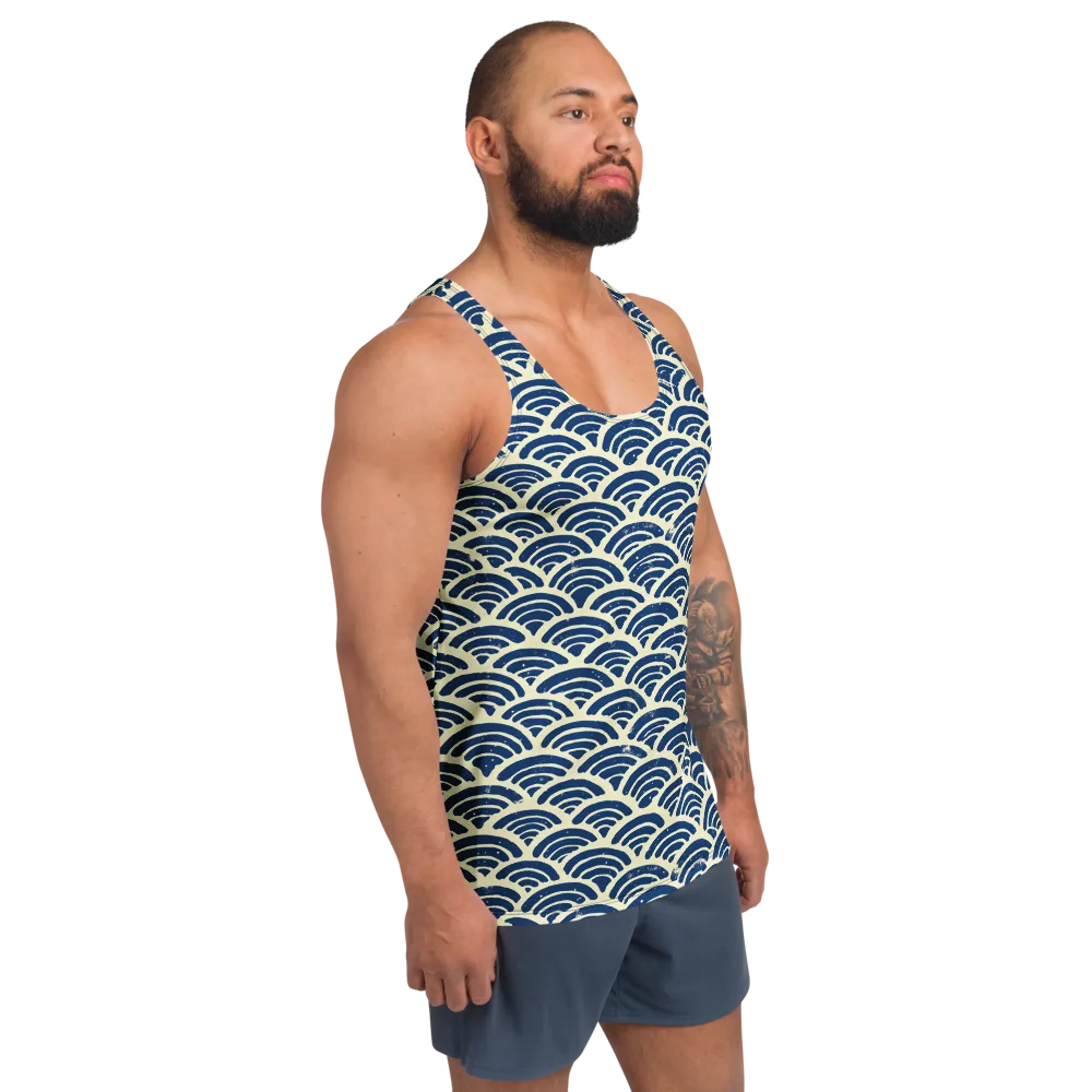 Navy Wave Field on Men's Tank Top — Right Front