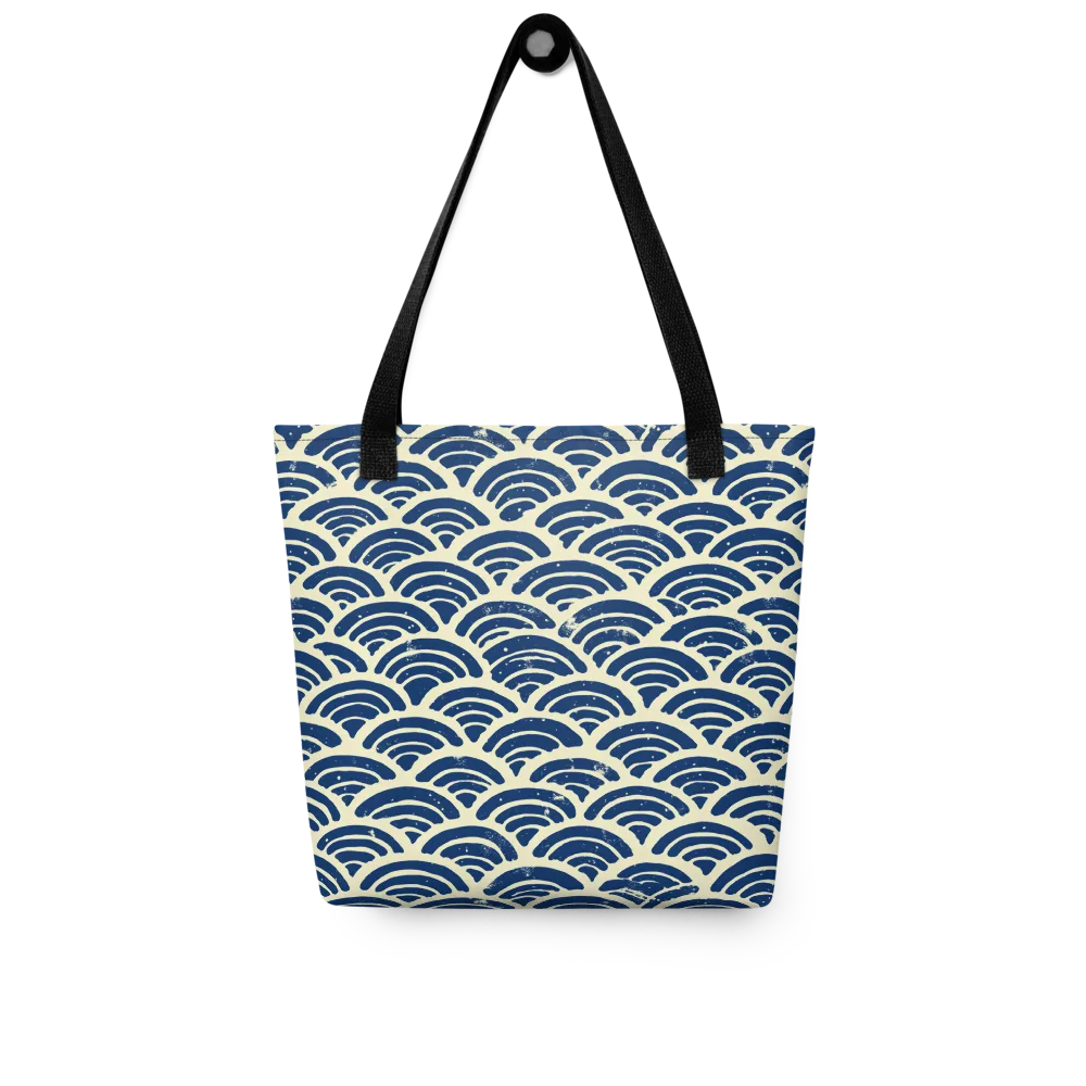 Navy Wave Field on Tote Bag — Front