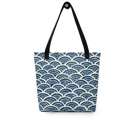 Navy Wave Field on a Tote Bag