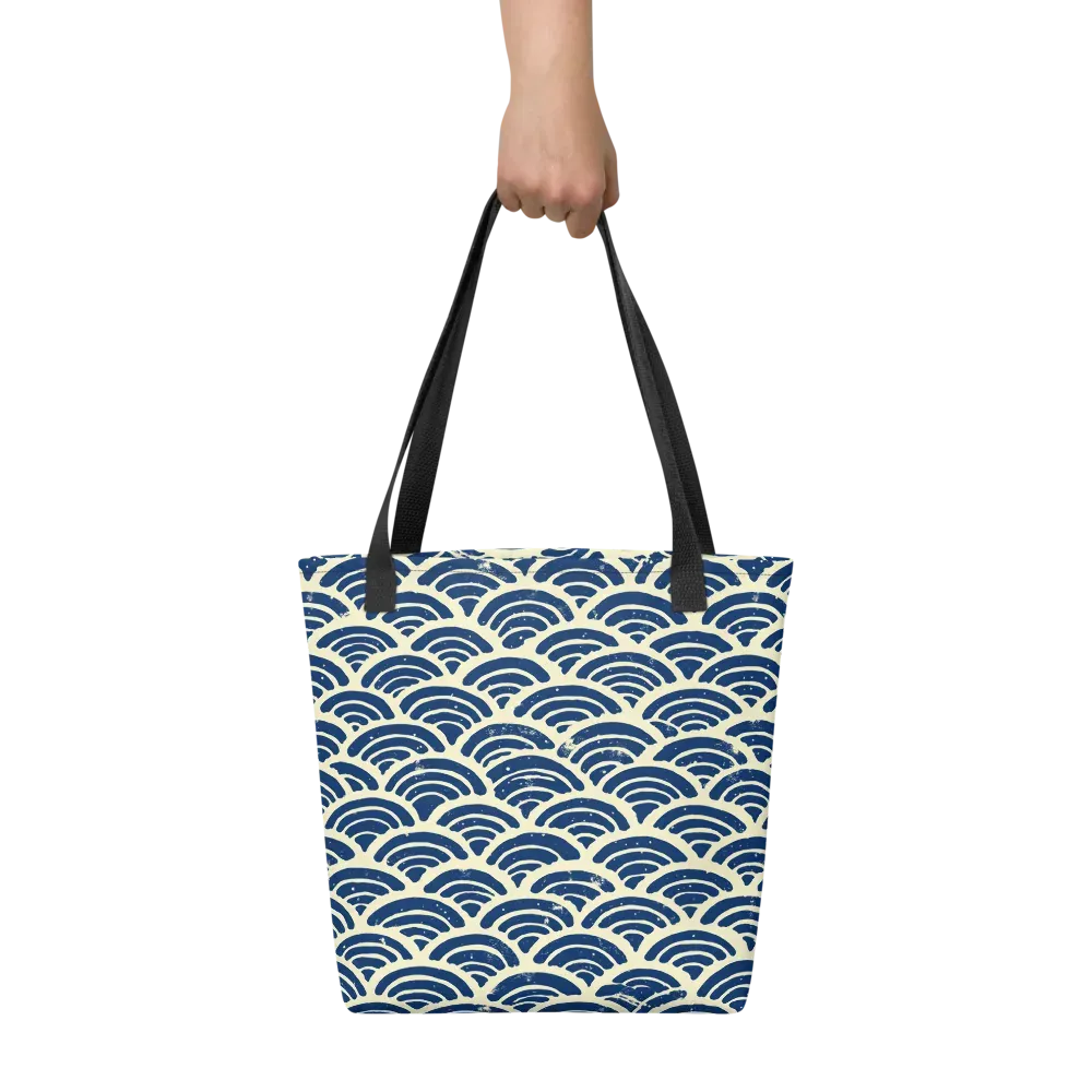 Navy Wave Field on Tote Bag — Front