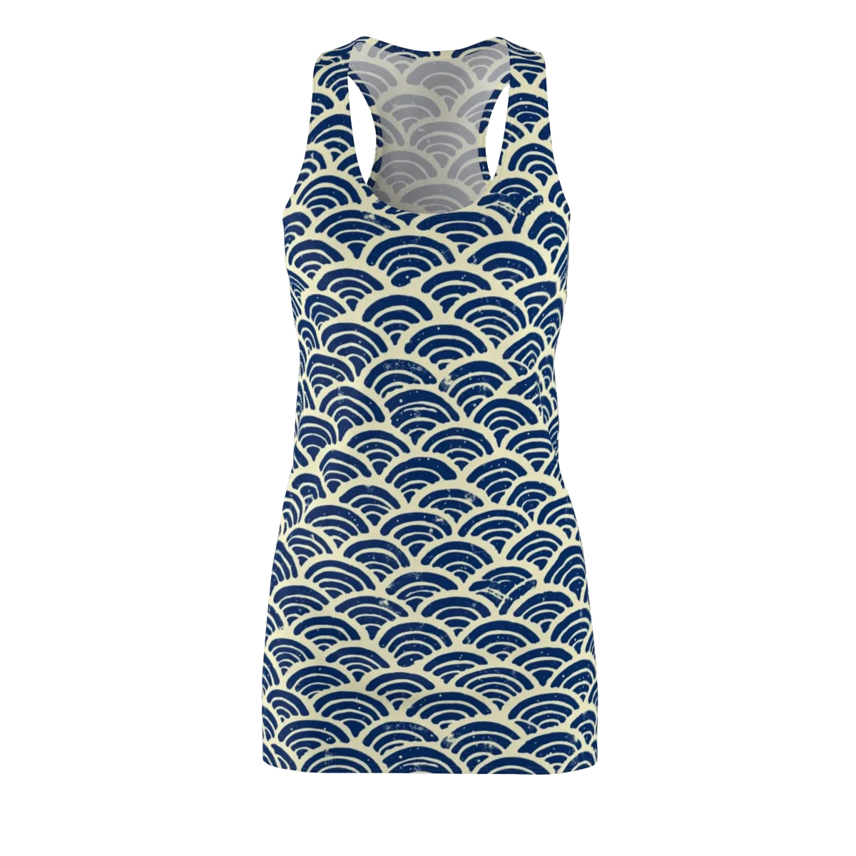 Navy Wave Field on Racerback Dress — Front