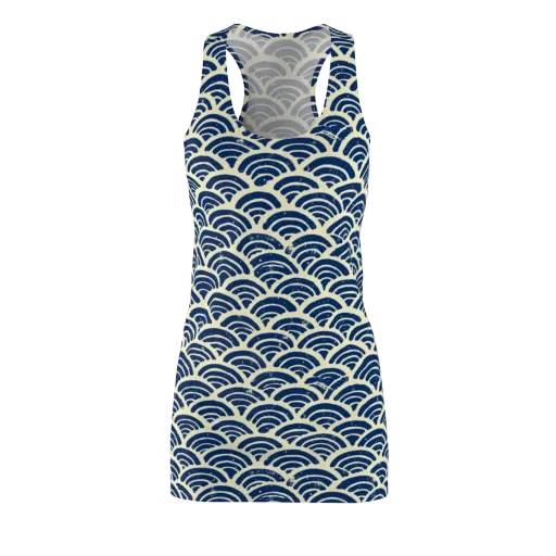 Navy Wave Field on a Racerback Dress