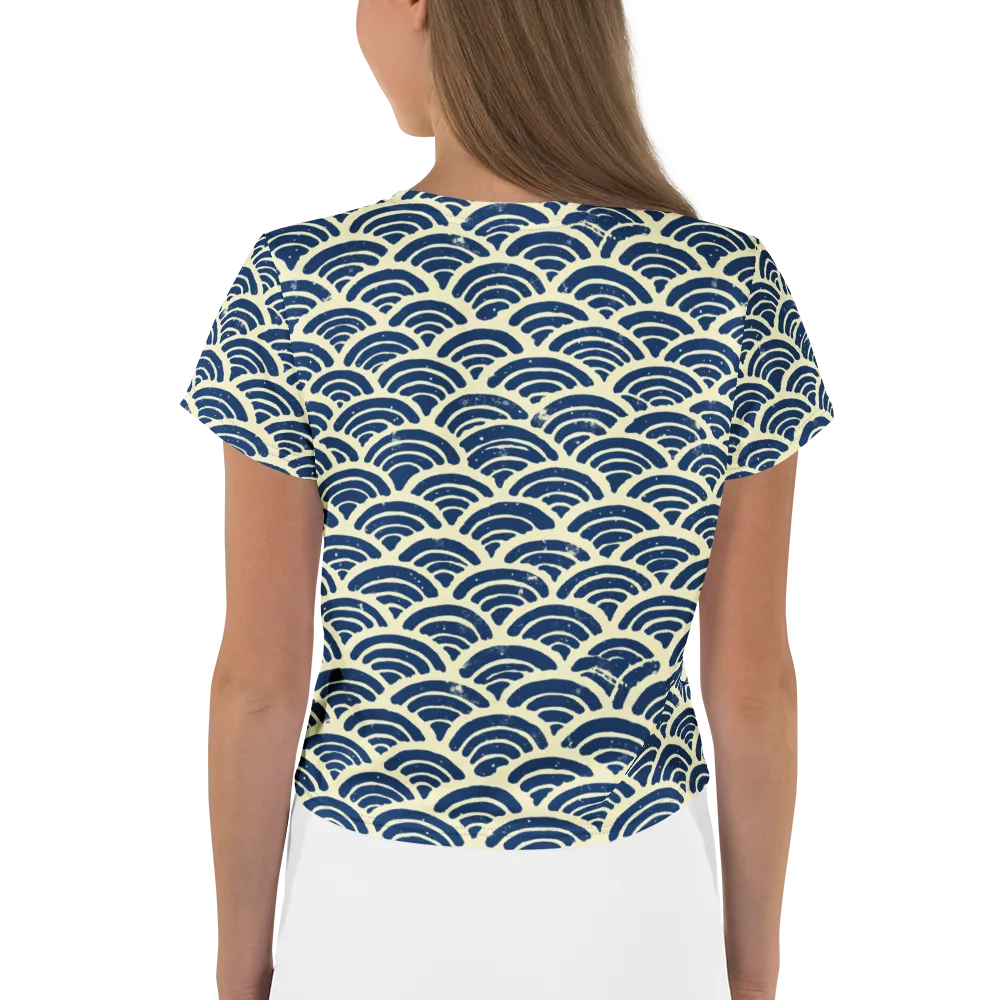 Navy Wave Field on Crop Tee — Back