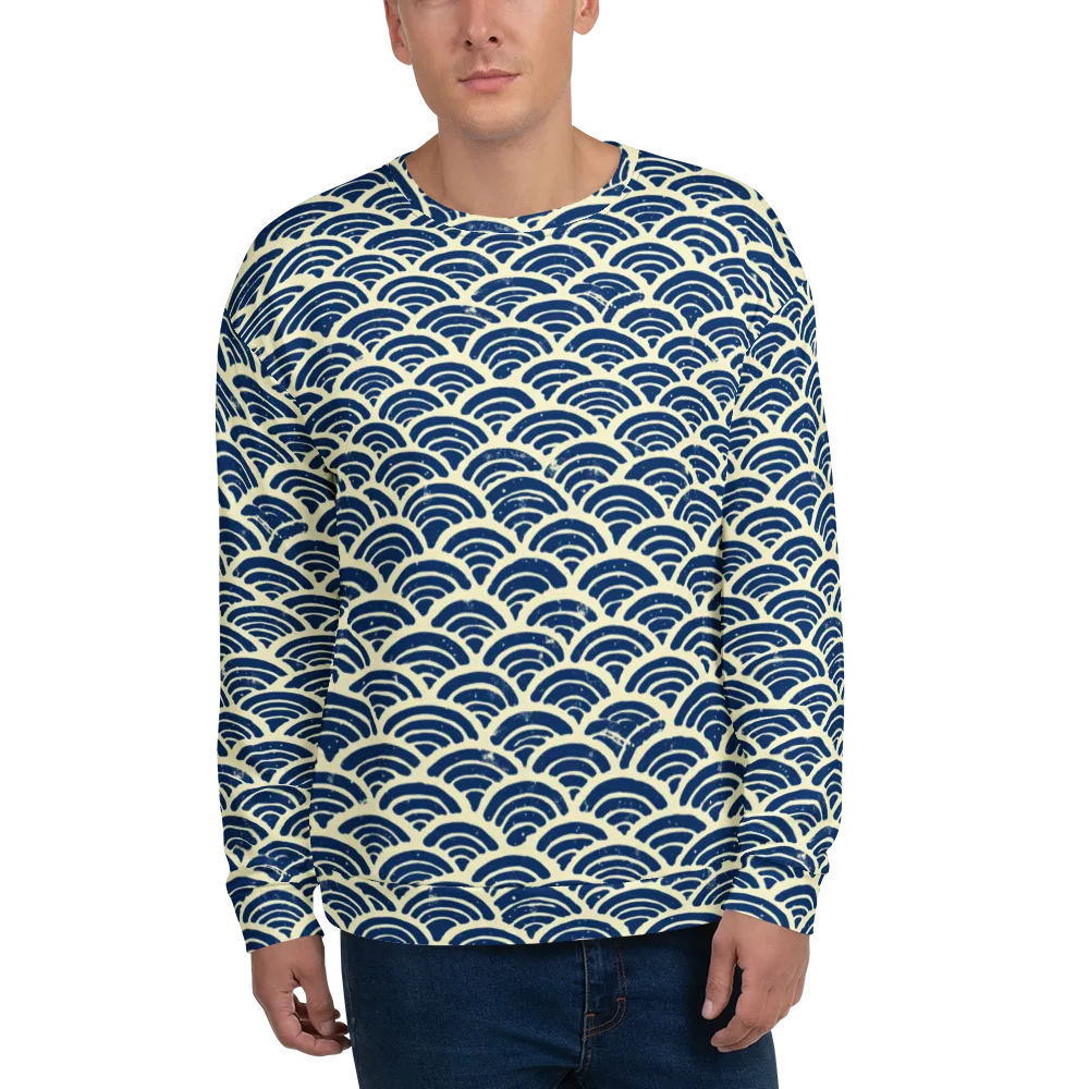 Navy Wave Field on Sweatshirt — Front
