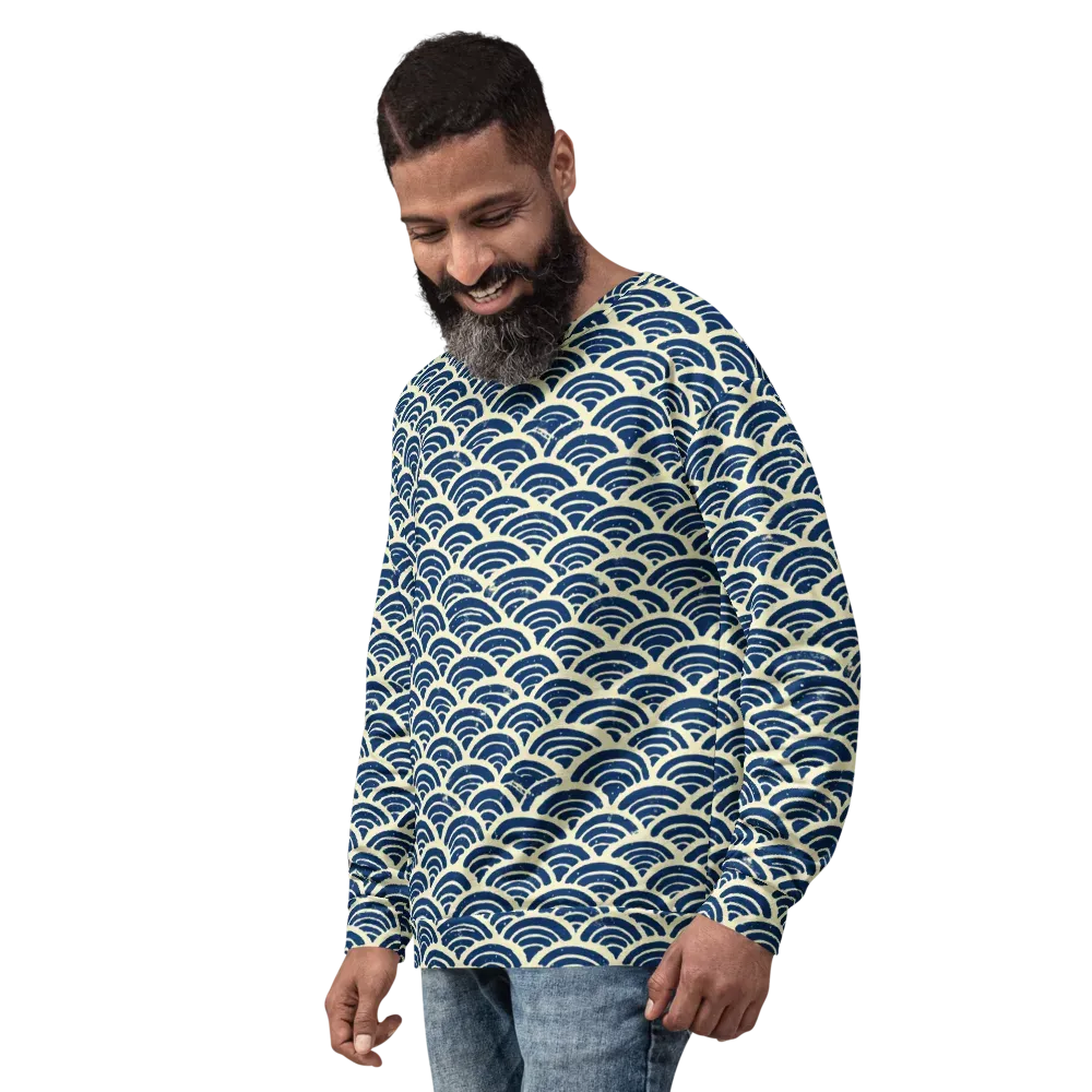 Navy Wave Field on Sweatshirt — Left Front