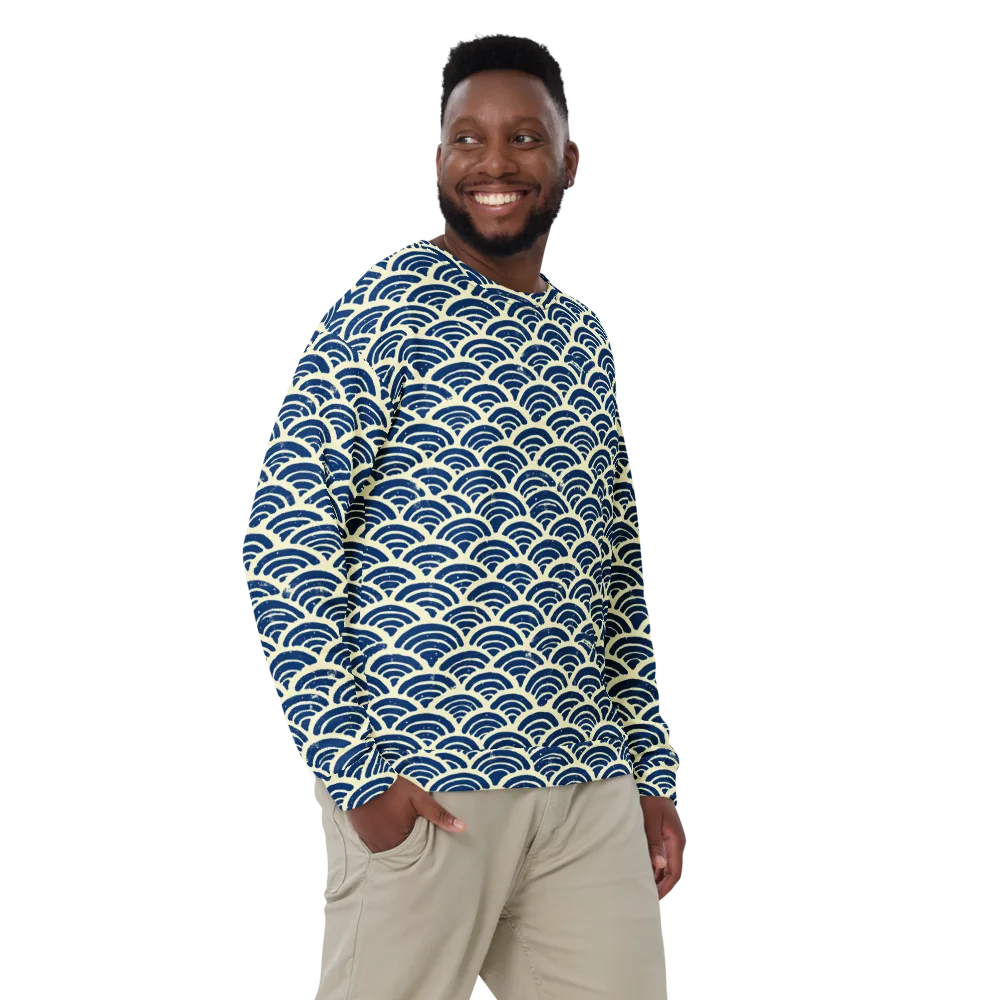 Navy Wave Field on Sweatshirt — Front