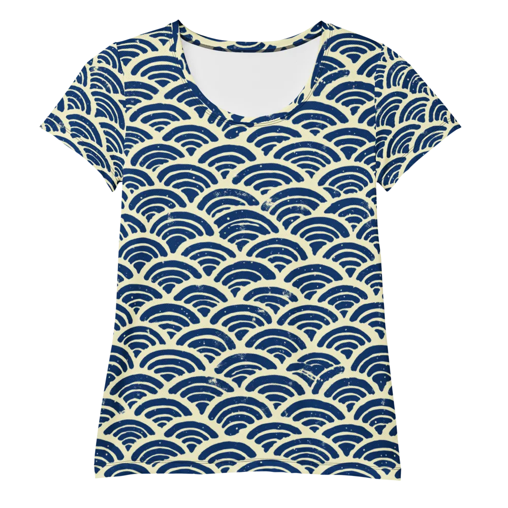 Navy Wave Field on Women's Athletic T-Shirt — Front