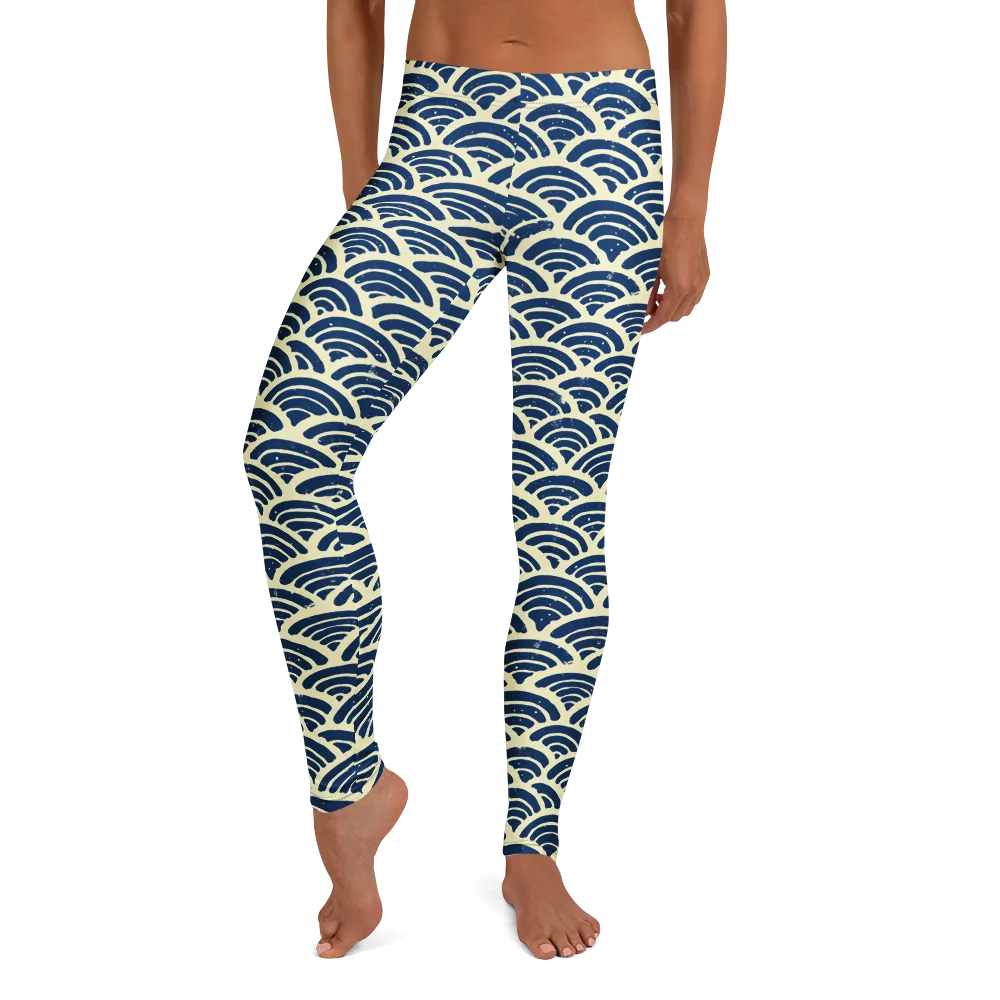 Navy Wave Field on Leggings — Front